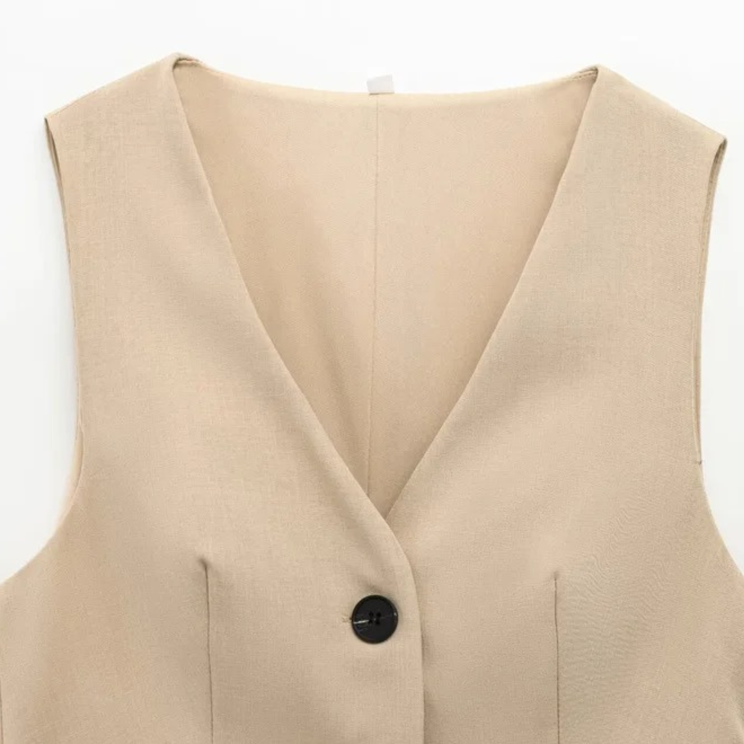 Amira | Sleeveless V-Neck Mini Dress with Front Button & Pleated Design